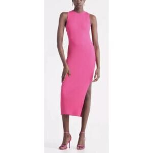 Helmut Lang‎ Tank Dress, Neon Pink, Ribbed, Side Slit, Sz M